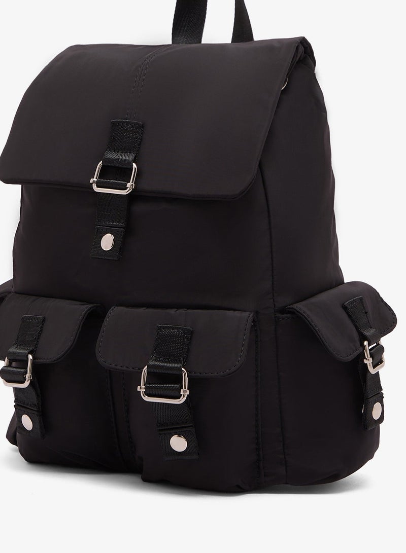 Ginger Pocket Detail Nylon School And Travel Backpack - Image 4