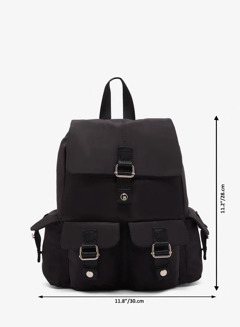 Ginger Black Pocket Detail Nylon School And Travel Backpack for Women | Best Price UAE