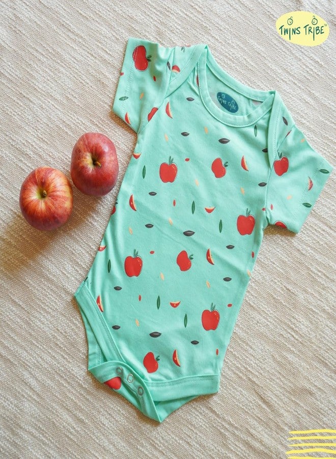 TwinsTribe Cotton Apples & Oranges Printed Twins Onesie Set for Babies (Set of 2 Onesie + 2 Joggers, 0-3 Months) - Image 3