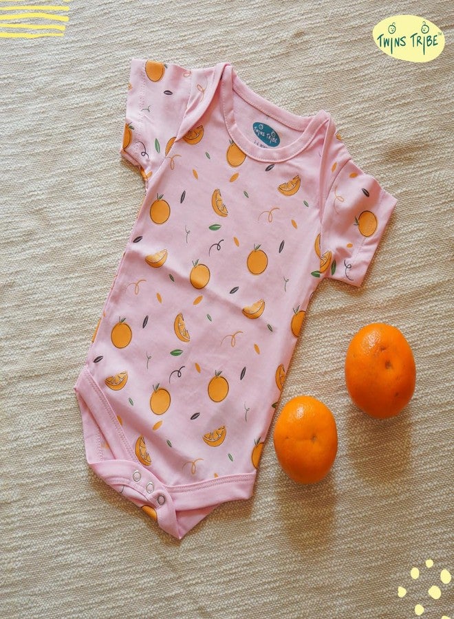TwinsTribe Cotton Apples & Oranges Printed Twins Onesie Set for Babies (Set of 2 Onesie + 2 Joggers, 0-3 Months) - Image 4