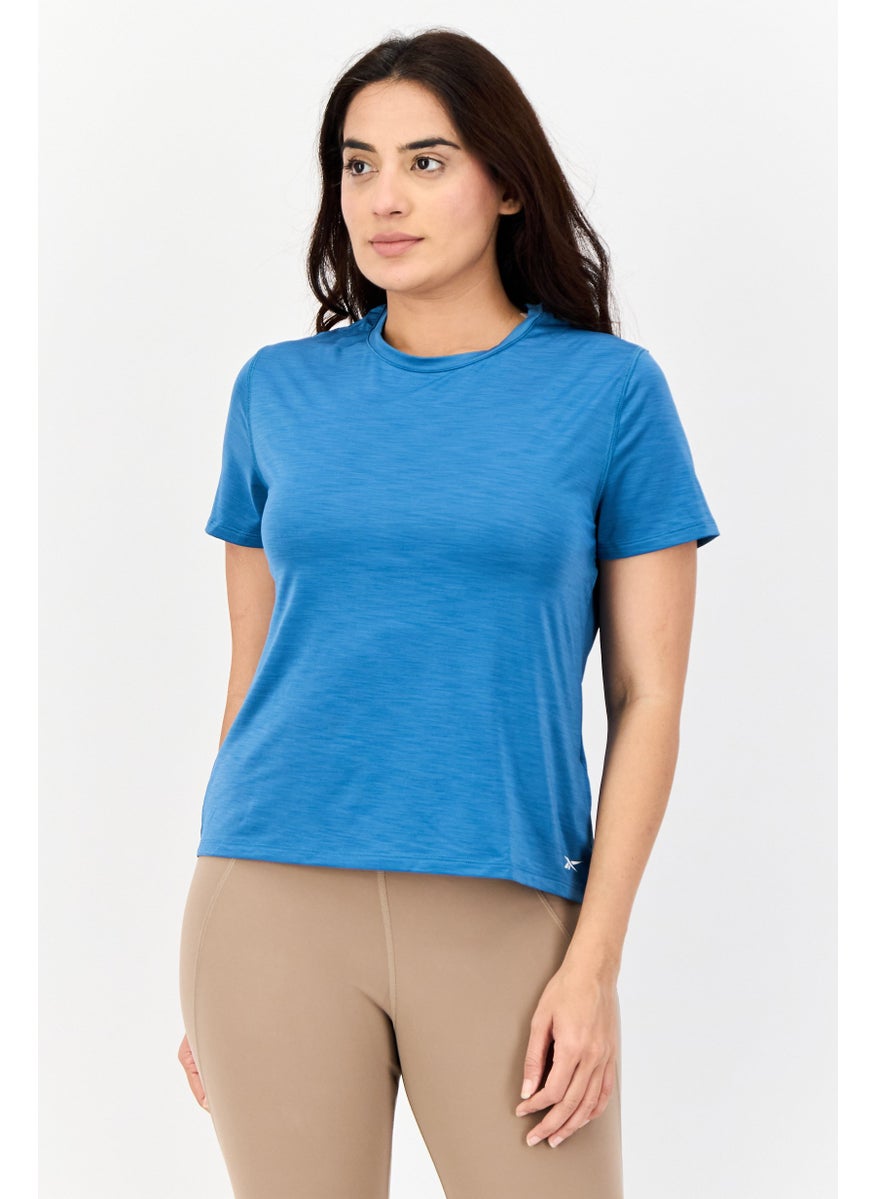 Reebok Women Sportswear Fit Short Sleeves Training Top, Blue  - Image 1