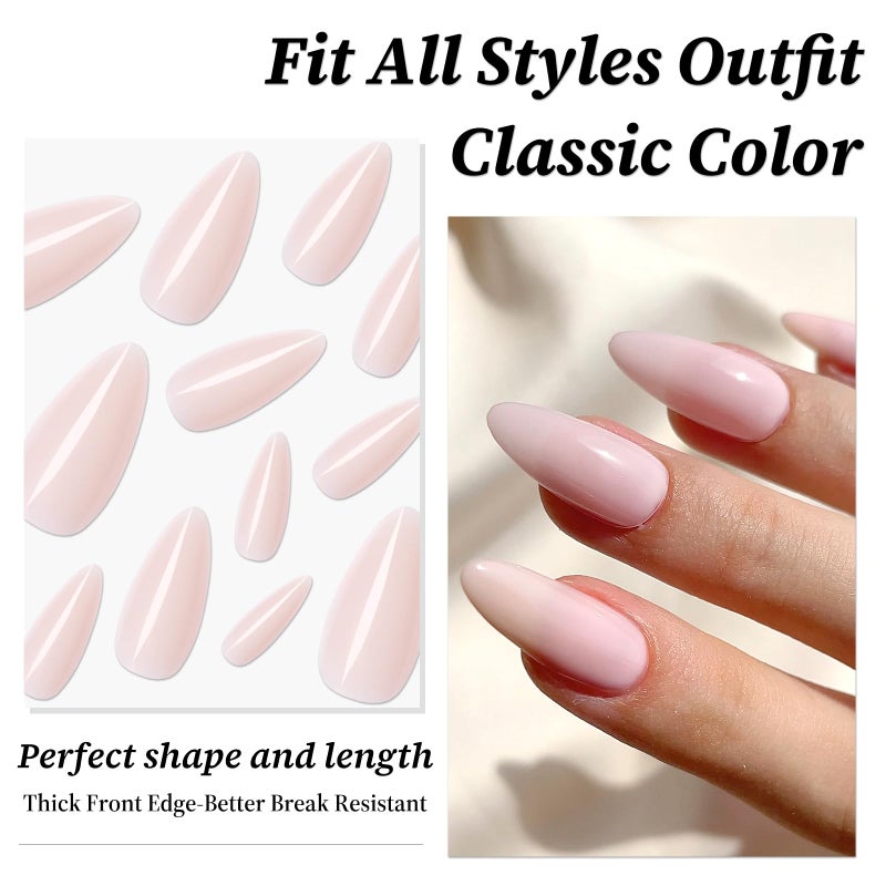 Lifextol 240PC Nude Almond Press on Nails, Medium Fake Nails Press ons, False Acrylic Nails with Glue&Adhesive Tabs - Image 2