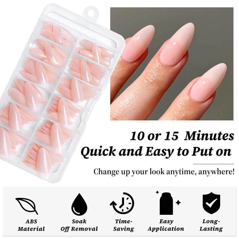 Lifextol 240PC Nude Almond Press on Nails, Medium Fake Nails Press ons, False Acrylic Nails with Glue&Adhesive Tabs - Image 3
