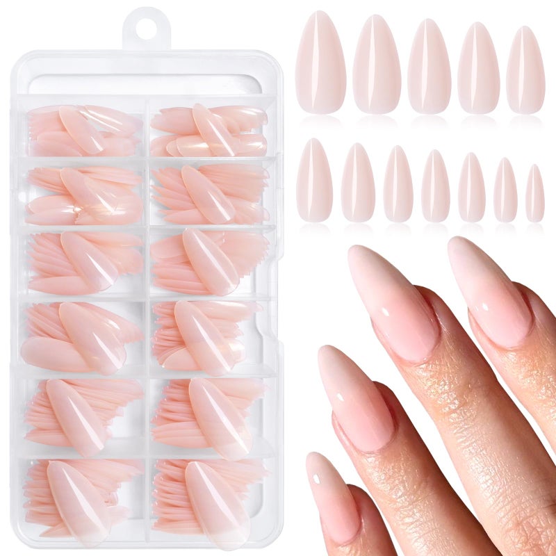 Lifextol 240PC Nude Almond Press on Nails, Medium Fake Nails Press ons, False Acrylic Nails with Glue&Adhesive Tabs - Image 1