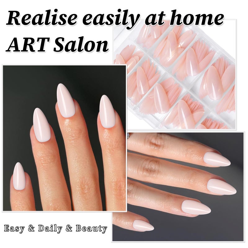 Lifextol 240PC Nude Almond Press on Nails, Medium Fake Nails Press ons, False Acrylic Nails with Glue&Adhesive Tabs - Image 4