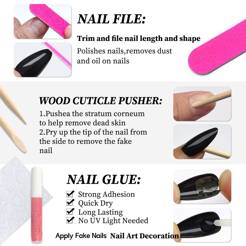 Lifextol 240PC Nude Almond Press on Nails, Medium Fake Nails Press ons, False Acrylic Nails with Glue&Adhesive Tabs - Image 5