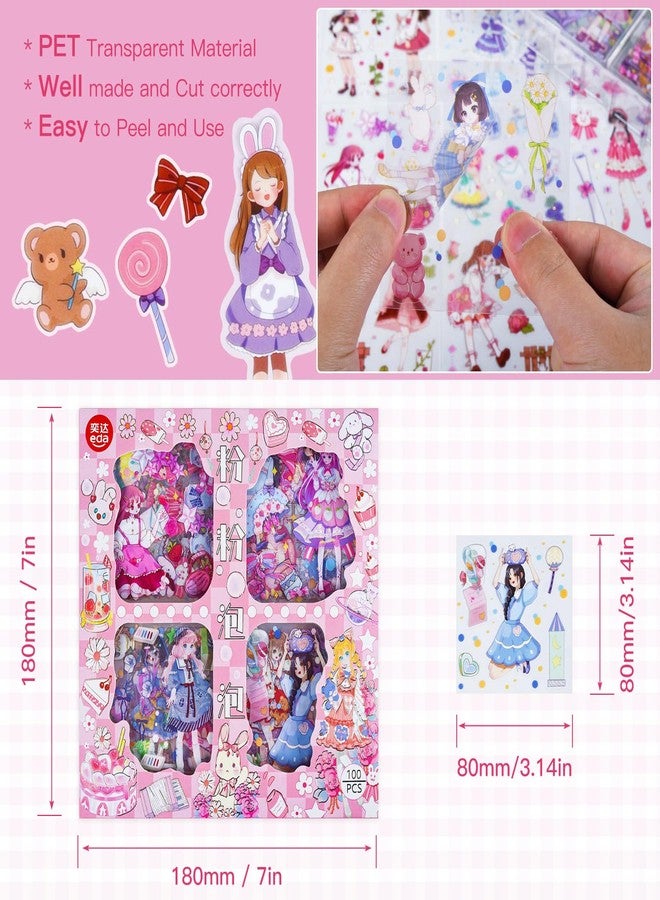 SKIONCE 100 Sheets Kawaii Scrapbook Stickers Set for Journaling Transparent Bullet Journal Stickers Junk Journals,Great for Card Making,Planners,Envelope,Laptop,Gift Package Decorative - Image 3