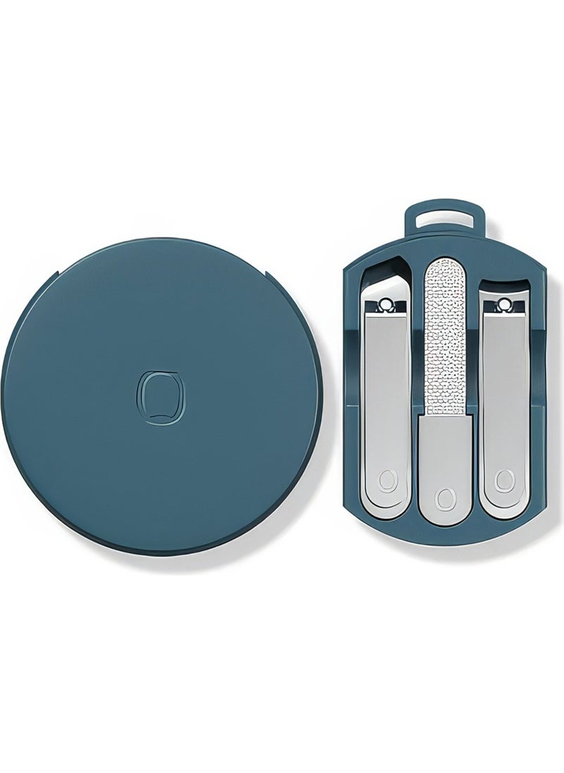 Bizimevde Manicure and Pedicure Care Set 3 Pieces Nail File Gift Hanging Macaron Box Blue  - Image 1
