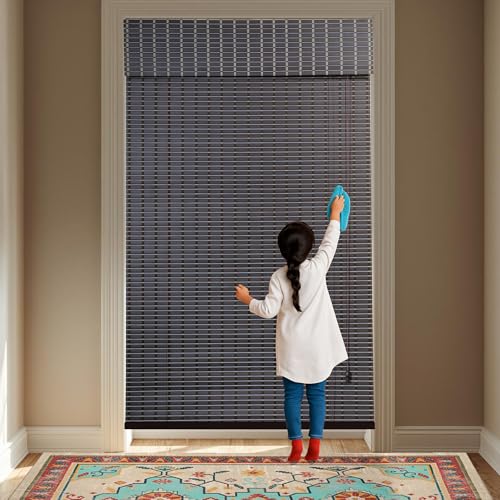 Mr.ChickWala Light Filtering & Cooling PVC Exterior & Interior Striped Opaque Window Blind for Balcony and Outdoor Area - Sun Shade, Heat Reducing, Dark Brown (3Feet Width X 7Feet Height) - Image 4