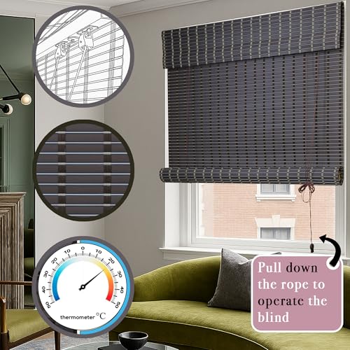 Mr.ChickWala Light Filtering & Cooling PVC Exterior & Interior Striped Opaque Window Blind for Balcony and Outdoor Area - Sun Shade, Heat Reducing, Dark Brown (3Feet Width X 7Feet Height) - Image 2