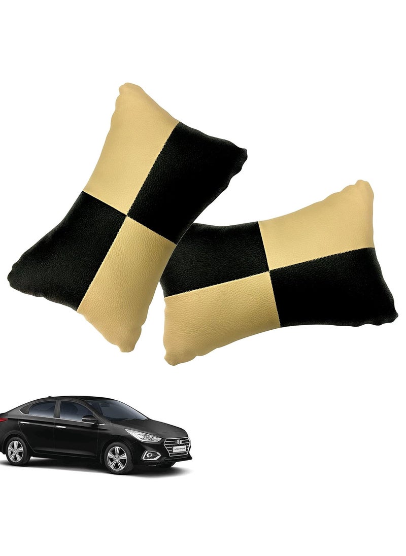 Adroitz Adroitz Car Cushion Universal Set in Beige Check Design Set of 2 for CAR  - Image 1
