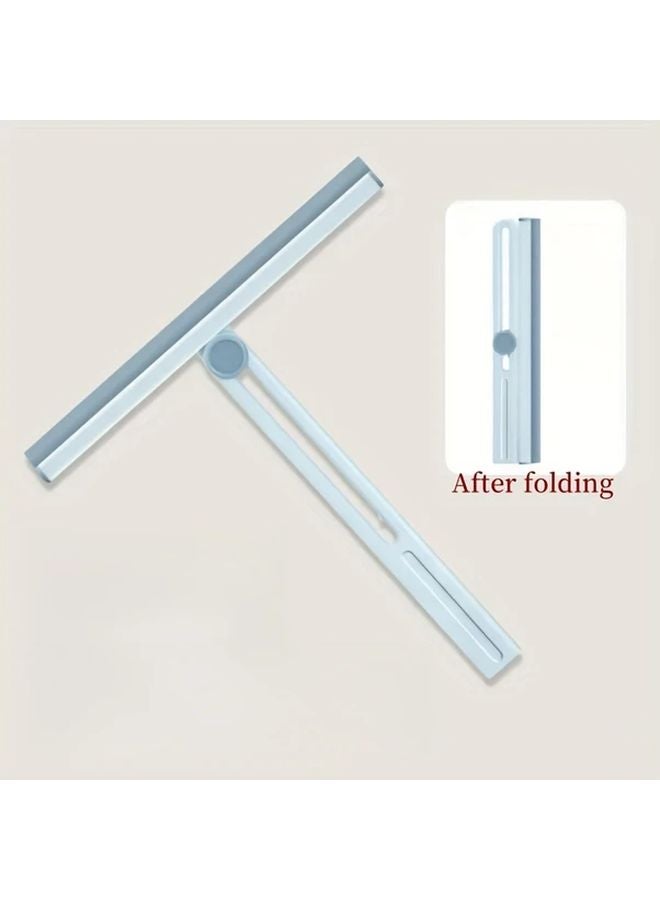Blue Foldable Glass Wiper Multifunctional Handheld Window Cleaner With Scraper - Image 4