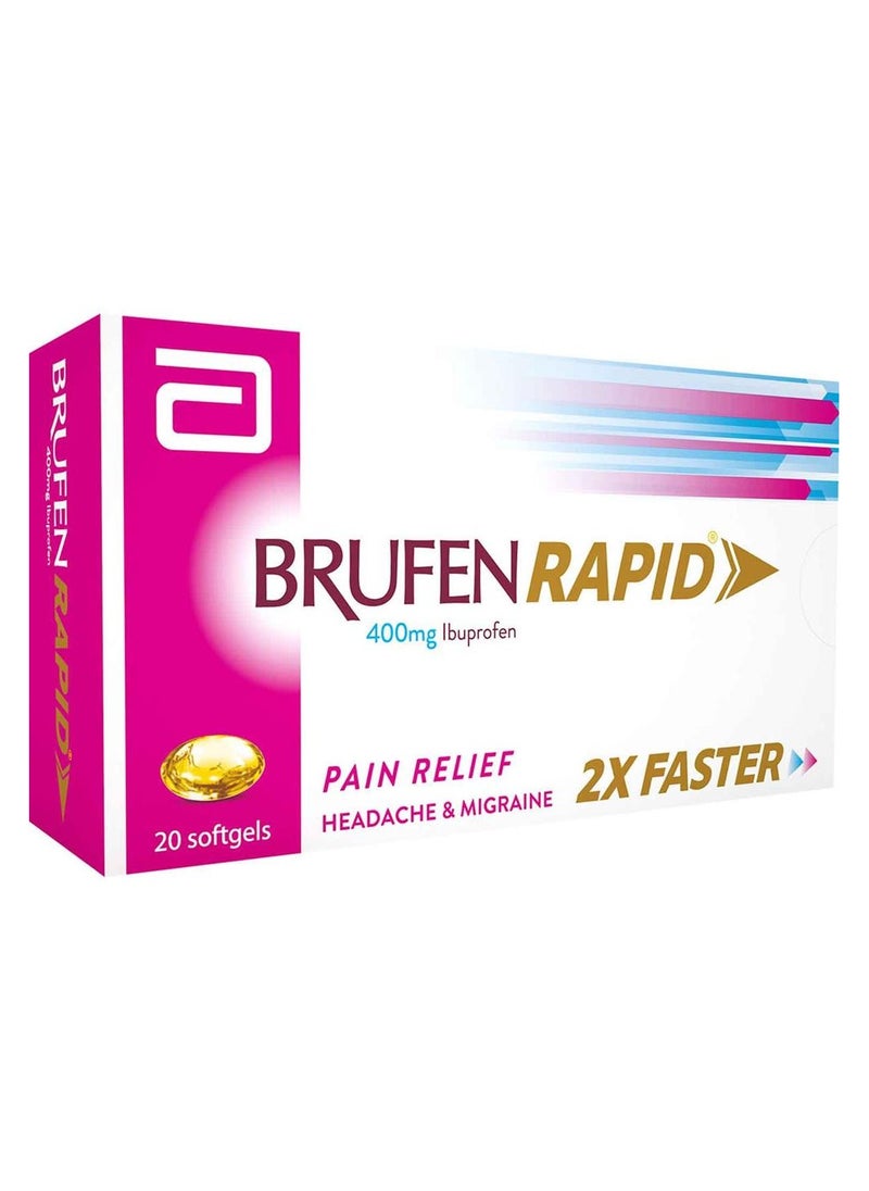 BRUFEN Pain Relief Medicine Rapid 400Mg 20 Softgels 