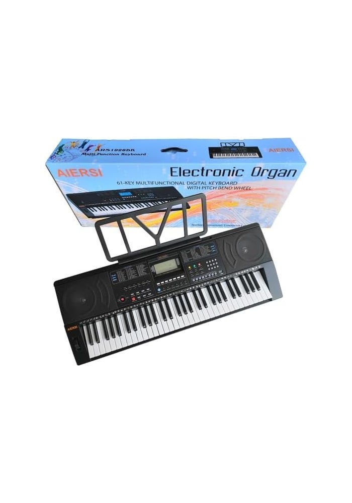 Aiersi 61-Key Multifunctional Digital Electronic Organ with Pitch Bend Wheel