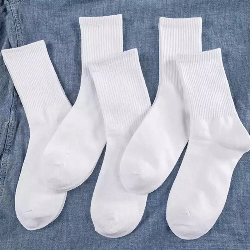 بي جي كي Unisex College Plain Patternless Socks White 6 Pieces