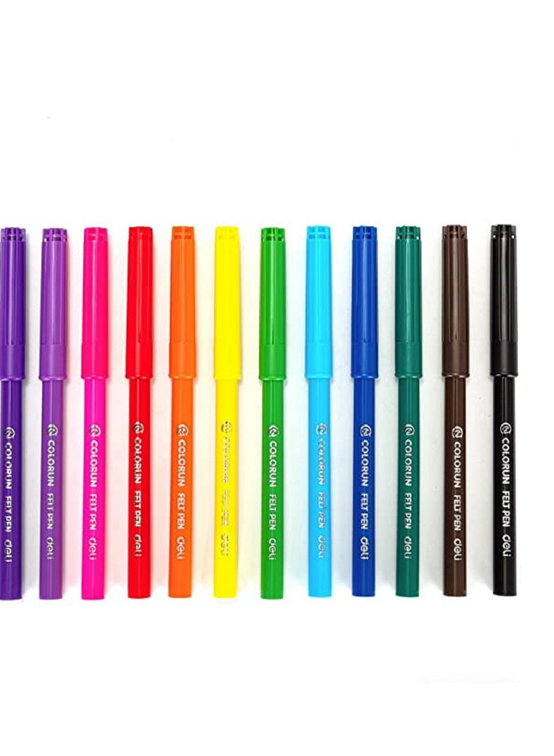 Deli Sketch Pen 12 Piece C10003 Bullet Tip 1.0mm Washable - Image 2