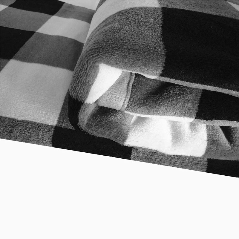 UKELER بطانية UKELER بفحص/مربعات بوفالو 60''×50'' للكنبة - فخمة ناعمة من الفلانيل والشيربا للسرير للأطفال والبالغين - Image 4