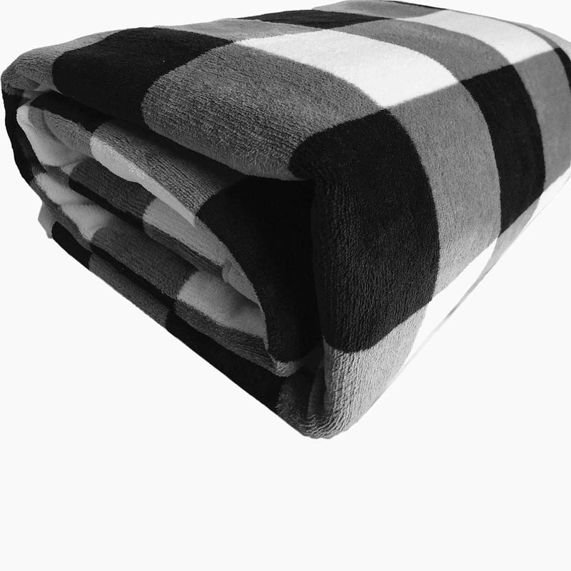 UKELER بطانية UKELER بفحص/مربعات بوفالو 60''×50'' للكنبة - فخمة ناعمة من الفلانيل والشيربا للسرير للأطفال والبالغين - Image 3