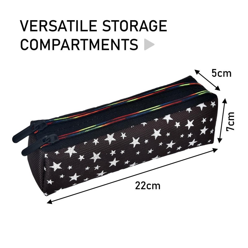 Kuber Industries Makeup Pouch | Rexine Cosmetic Pouch | Jewellery Utility Pouch | Toiletry Pouch for Girls | Travel Makeup Pouch for Girls | Storage Makeup Bag | Star Makeup Pouch | Pack of 2 | Black - Image 3