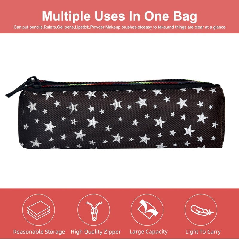 Kuber Industries Makeup Pouch | Rexine Cosmetic Pouch | Jewellery Utility Pouch | Toiletry Pouch for Girls | Travel Makeup Pouch for Girls | Storage Makeup Bag | Star Makeup Pouch | Pack of 2 | Black - Image 4