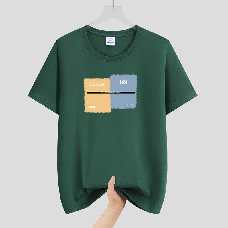 Men'S Round Neck Cotton Short-Sleeved T-Shirt Youth Fashion Printed Loose Plus Size Trendy All-Matching T-Shirt - Image 1