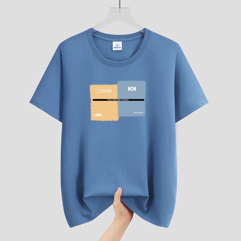 Men'S Round Neck Cotton Short-Sleeved T-Shirt Youth Fashion Printed Loose Plus Size Trendy All-Matching T-Shirt - Image 5