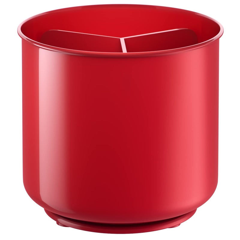 Cooler Kitchen Extra Large Rotating Red Utensil Holder with Sturdy No-Tip Weighted Base  Removable Divider  and Gripped Insert | Rust Proof and Dishwasher Safe Kitchen Utensils Holder by Cooler Kitchen 7*7 Inches - Image 1