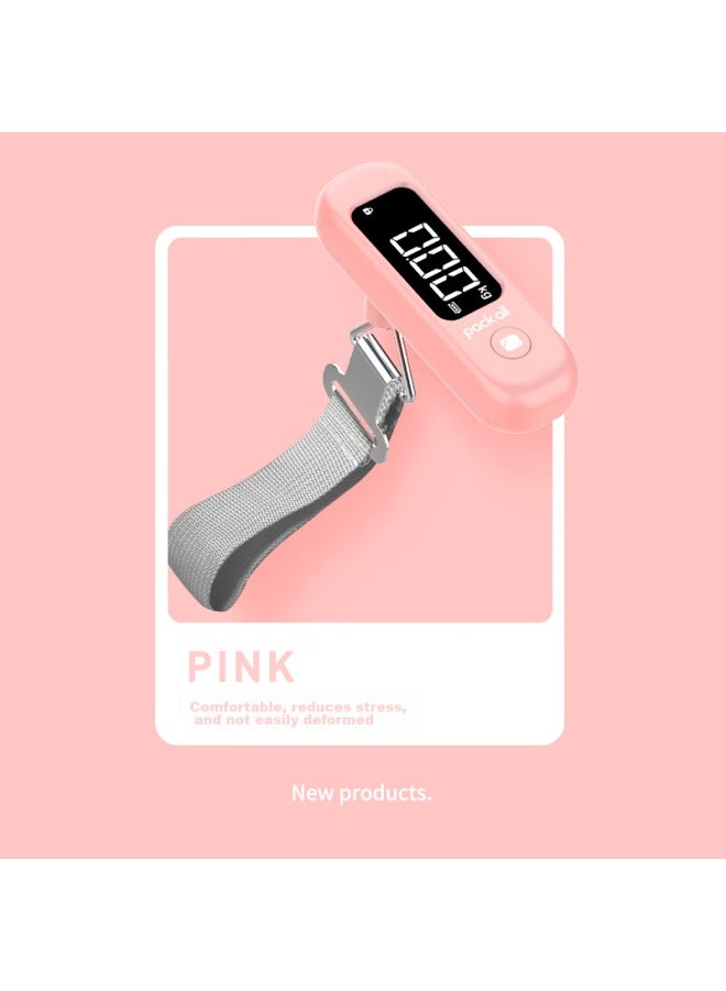 Pack All Electronic Luggage Scale, Compact And Portable, 50kg Capacity, High-definition Large Screen, Pink - Image 1