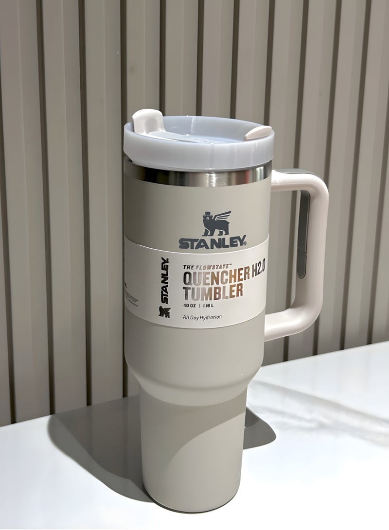 Stanley STANLEY Quencher H2.0 Flowstate Tumbler 1.2L | Metal Water Bottle with Straw, Handle & Lid | Keeps Cold for 11 Hours | Keeps Iced for 48 Hours | Dishwasher Safe | Travel Mug for Cold Drinks | 1-Pack (Dune) - Image 1