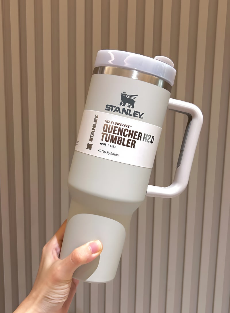 Stanley STANLEY Quencher H2.0 Flowstate Tumbler 1.2L | Metal Water Bottle with Straw, Handle & Lid | Keeps Cold for 11 Hours | Keeps Iced for 48 Hours | Dishwasher Safe | Travel Mug for Cold Drinks | 1-Pack (Dune) - Image 2