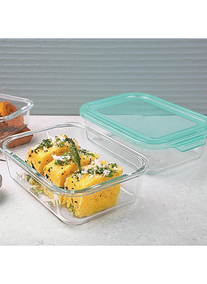 La Opala La Opala Cook Serve Store 100% Borosilicate Glass Storage Container | Simply Store with Lid | Rectangle 1.05 L | Microwave & Oven Proof | Dishwasher & Freezer Proof | Strong & Durable | Transparent  - Image 1