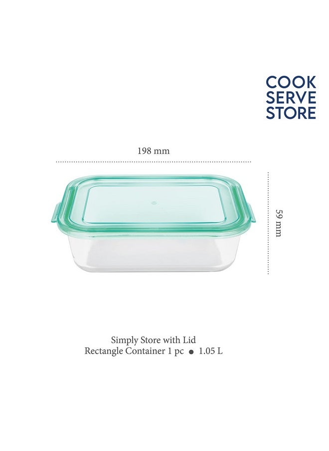 La Opala La Opala Cook Serve Store 100% Borosilicate Glass Storage Container | Simply Store with Lid | Rectangle 1.05 L | Microwave & Oven Proof | Dishwasher & Freezer Proof | Strong & Durable | Transparent  - Image 2