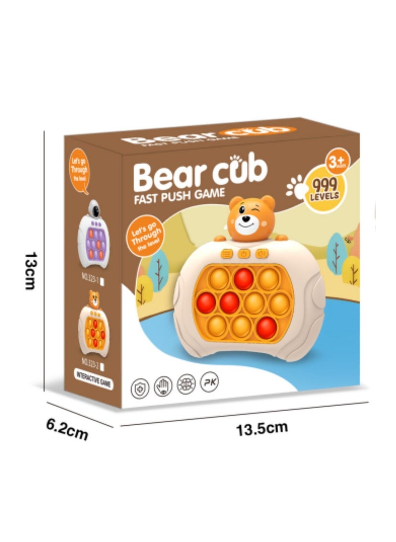 Reva Upgraded 999-Level Quick Push Electronic Pop Light Up Games Decompression Puzzle Machine Sensory Push Pop Bubble Toy-Interactive Button Toy for Kids(Bear 999 Levels)  - Image 3