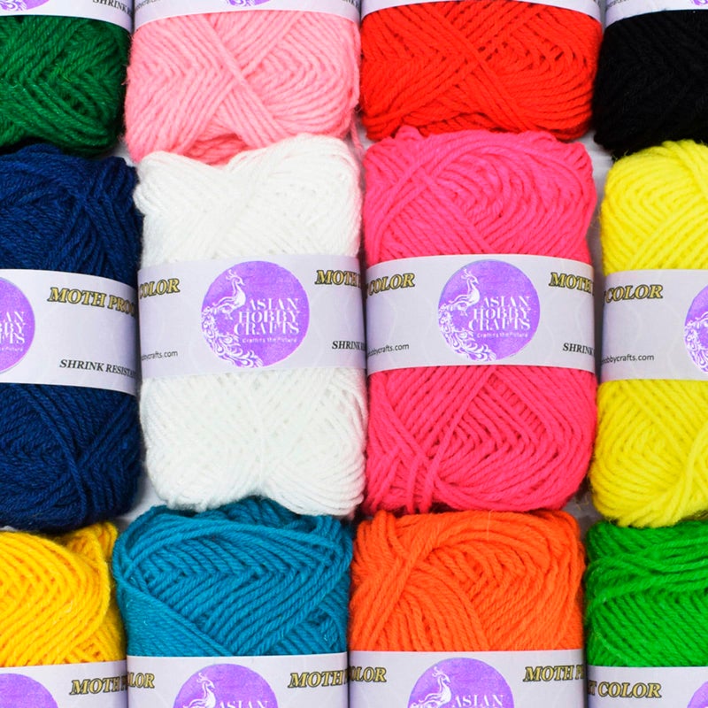 Asian Hobby Crafts Wool Yarn for Knitting, Woolen Crochet Yarn Thread, Used for Knitting Needles, 15g Each Roll | Set of 12 - Image 2