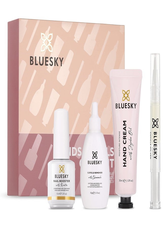 Bluesky Hand and Nail Care Kit For Damaged Nails, Cuticle Oil Pen, Cuticle Remover, Hand Cream, Nail Growth Booster, 4 Piece Gift Set for Strong Nails and Nurished Hands - Image 1