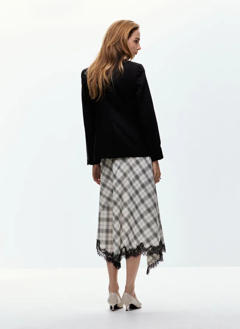 مانجو Fluid Midi Checked Skirt