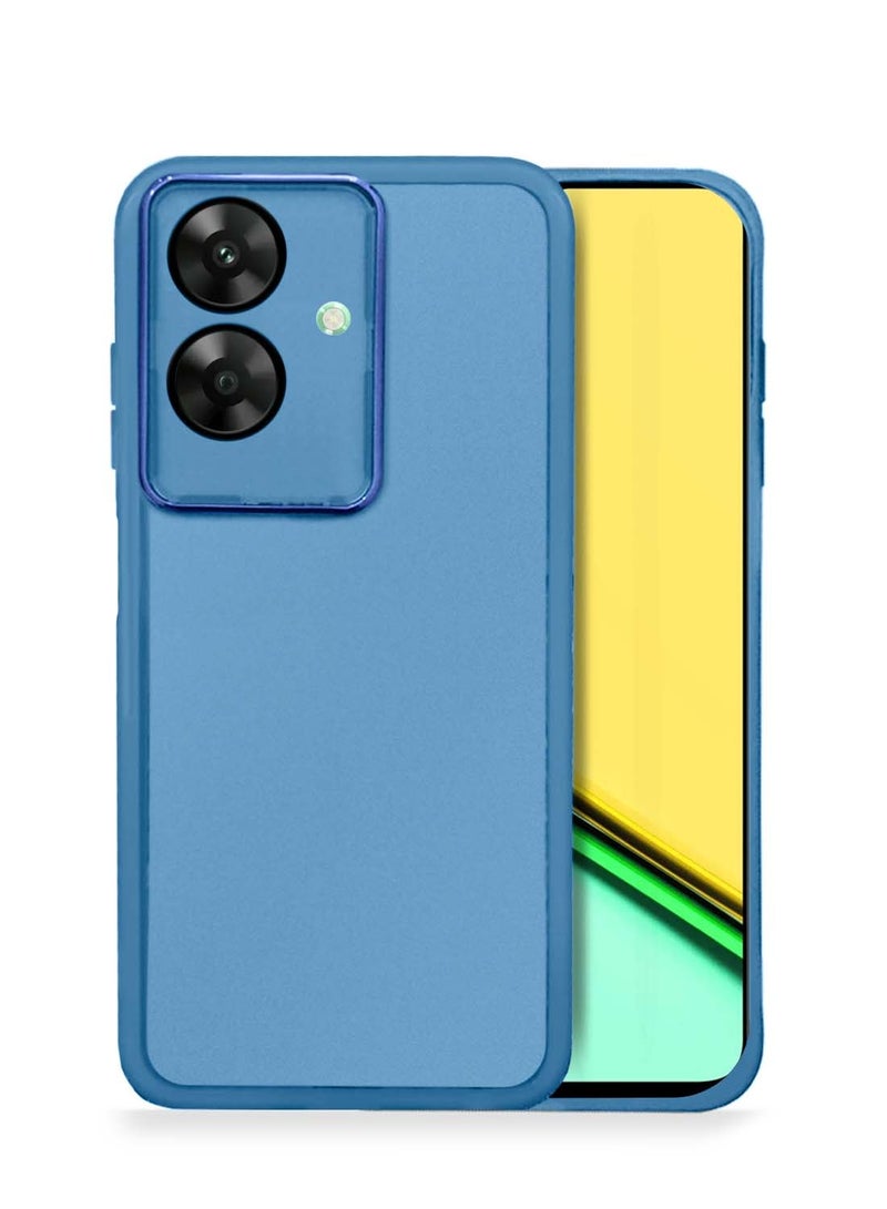 Wtech Realme C61 / Realme Narzo N61 / Realme Note 60 4G 2024 Soft Transparent TPU Silicone Ultra Thin Phone Stylish Electroplated Camera Border Back Case Cover - Blue - Image 1
