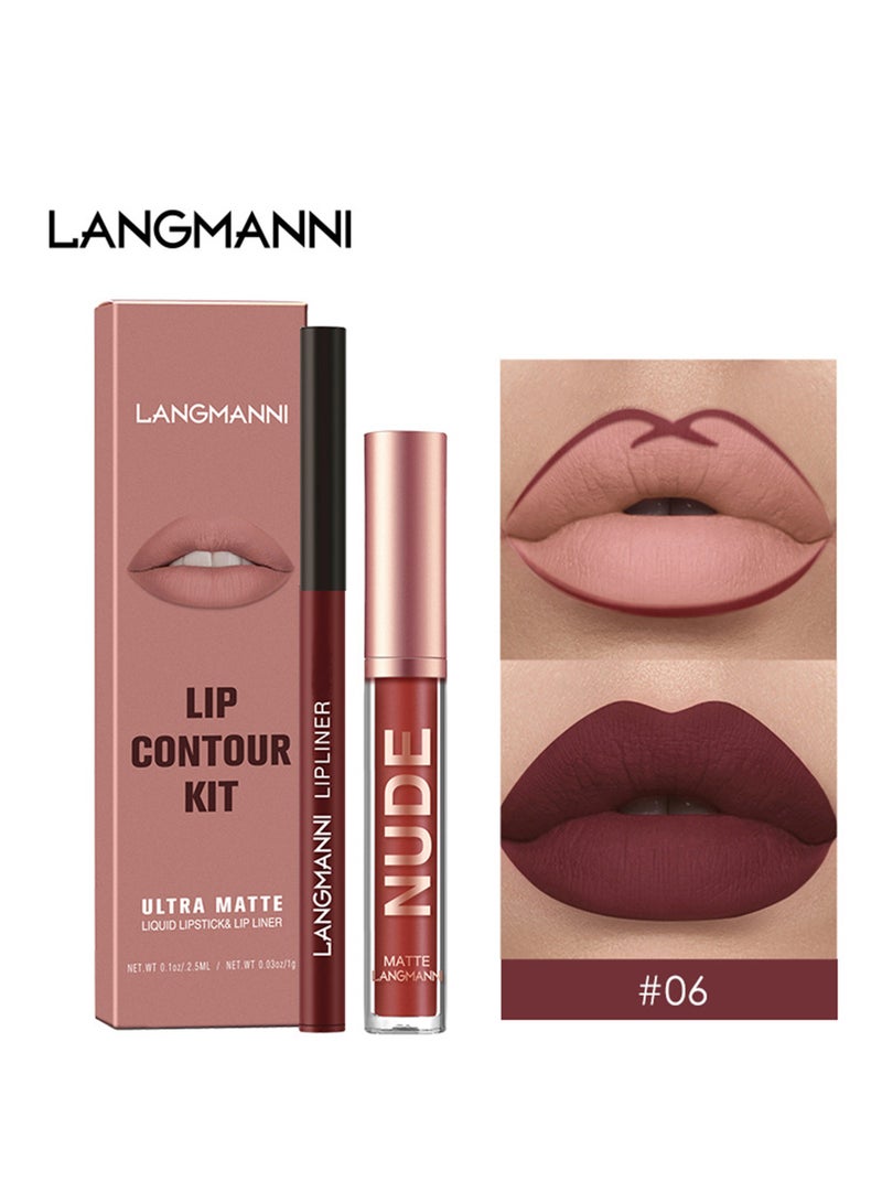 03Langmanni Liquid Lipstick + Lip Liner Pens Set, Waterproof Long Wear Lip Gloss Make up Gift Set