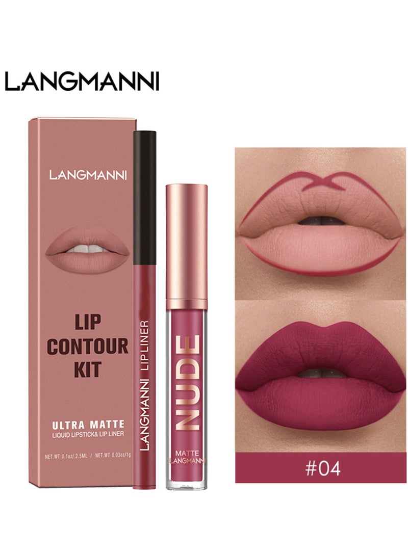 03Langmanni Liquid Lipstick + Lip Liner Pens Set, Waterproof Long Wear Lip Gloss Make up Gift Set