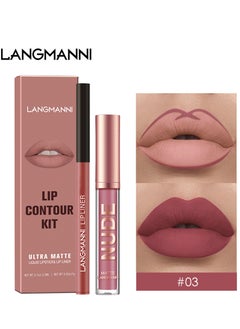 LANGMANNI 03Langmanni Liquid Lipstick + Lip Liner Pens Set, Waterproof Long Wear Lip Gloss Make up Gift Set  - Image 1