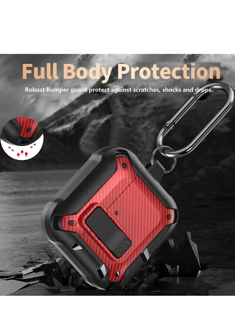 ANYOGRO Airpods 4 Case Cover with Cleaning Kit, PC Material with Secure Lock Rugged Cover for Airpods 4th Generation 2024 Case Front LED Visible Red - Image 3