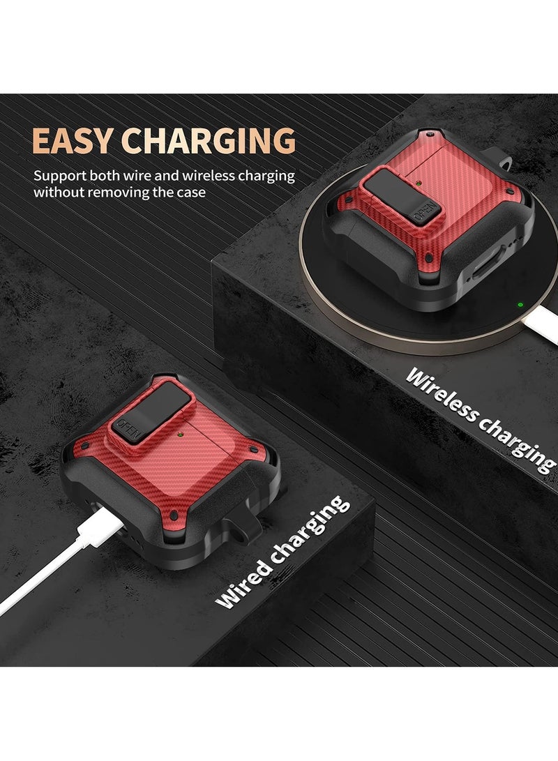 ANYOGRO Airpods 4 Case Cover with Cleaning Kit, PC Material with Secure Lock Rugged Cover for Airpods 4th Generation 2024 Case Front LED Visible Red - Image 4