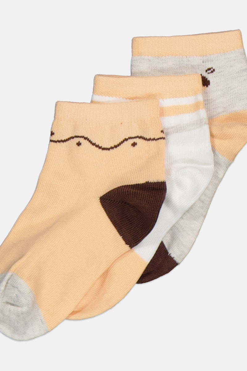 bebe Kids Girl 5 Pairs Graphic Printed Non Terry Ankle Socks, Multicolor - Image 2