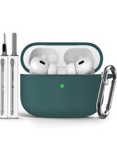 SJet Soft Silicone Protective Case Cover for AirPods Pro 2/Pro with Cleaner Kit and Keychain(Green)  - Image 1