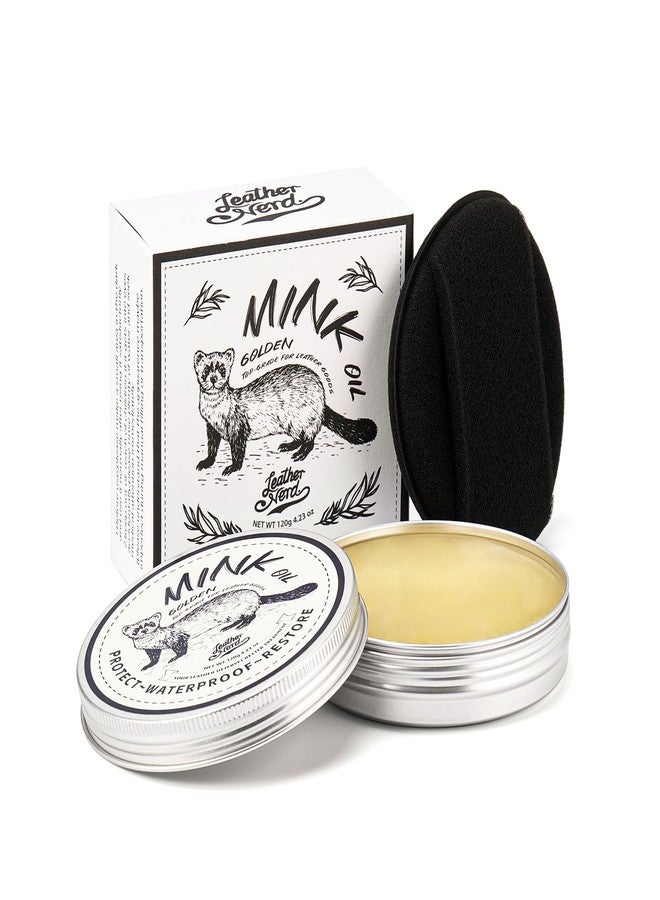 LEATHER NERD Mink Oil Conditioner Cleaner for Boots, Mink Oil Kit 4.23 Oz with Sponge, All-Natural Waterproof Soften and Restore Shoe, Boot, Saddle, Jacket, Purse, Glove, Vinyl and Products - Image 1