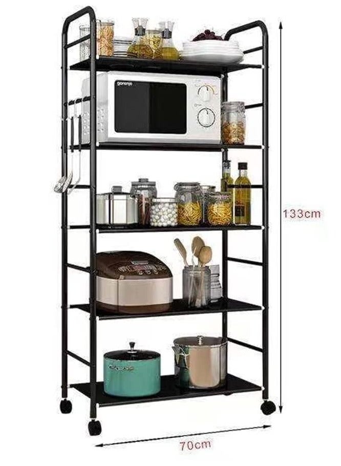 VITION رفوف منظم الخباز للمطبخ بعجلات متحركة، رف معدني ثقيل مستقل لتخزين الأواني والتوابل في المرآب أو المنزل أو الخزانة (5 طبقات) - Image 2