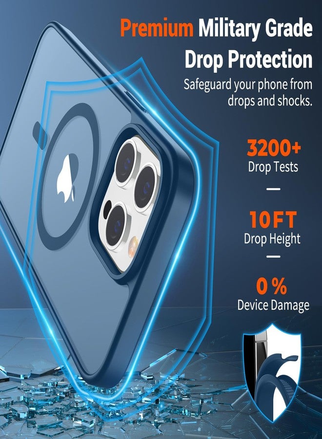 استلق جراب SUPFINE المغناطيسي لهاتف iPhone 12 Pro Max (متوافق مع MagSafe) (حماية من السقوط بمعايير عسكرية) غطاء هاتف شفاف غير لامع مقاوم للصدمات، أزرق داكن - Image 3