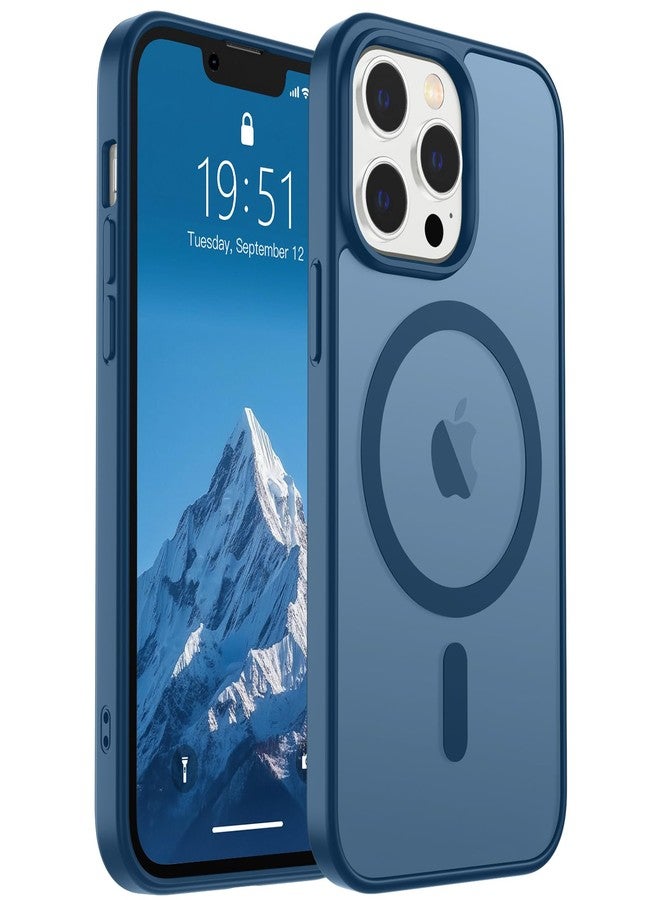 استلق جراب SUPFINE المغناطيسي لهاتف iPhone 12 Pro Max (متوافق مع MagSafe) (حماية من السقوط بمعايير عسكرية) غطاء هاتف شفاف غير لامع مقاوم للصدمات، أزرق داكن - Image 1