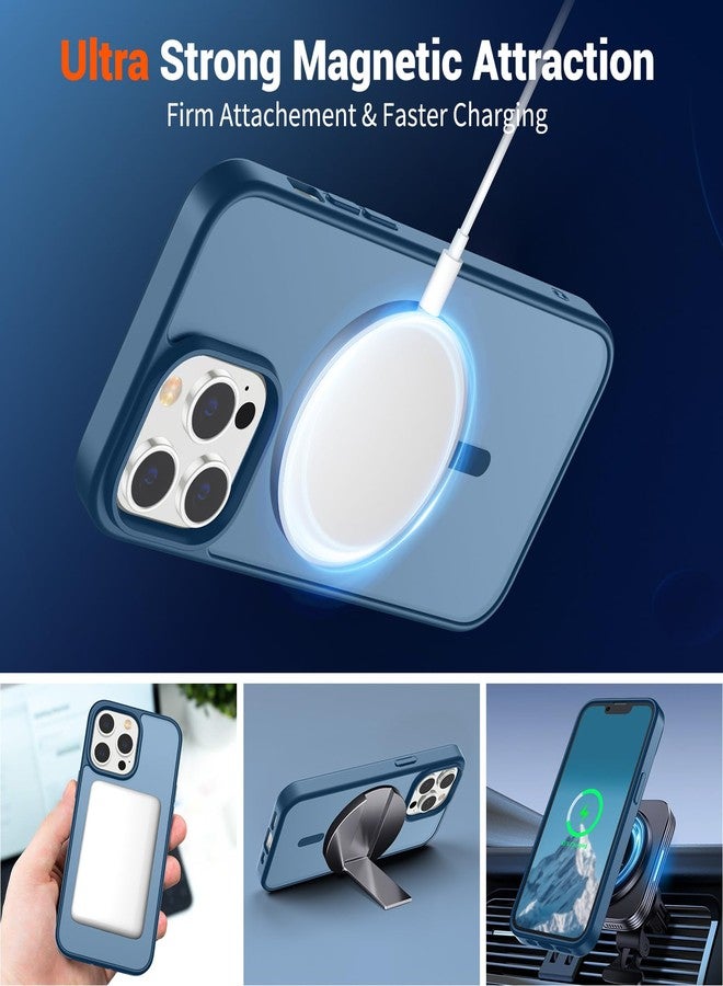 استلق جراب SUPFINE المغناطيسي لهاتف iPhone 12 Pro Max (متوافق مع MagSafe) (حماية من السقوط بمعايير عسكرية) غطاء هاتف شفاف غير لامع مقاوم للصدمات، أزرق داكن - Image 5