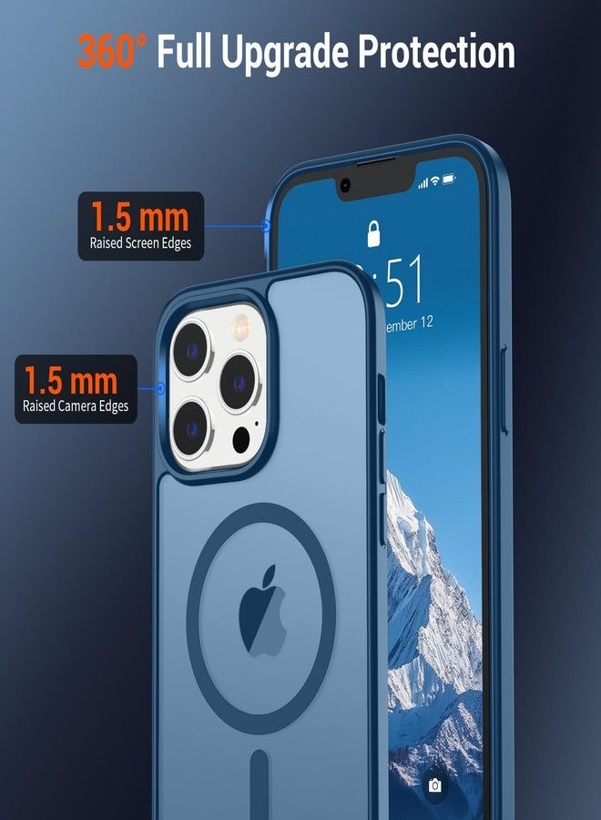 استلق جراب SUPFINE المغناطيسي لهاتف iPhone 12 Pro Max (متوافق مع MagSafe) (حماية من السقوط بمعايير عسكرية) غطاء هاتف شفاف غير لامع مقاوم للصدمات، أزرق داكن - Image 4
